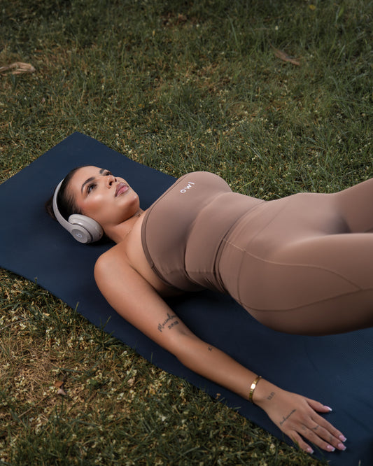 Top bandeau + legging Marrón